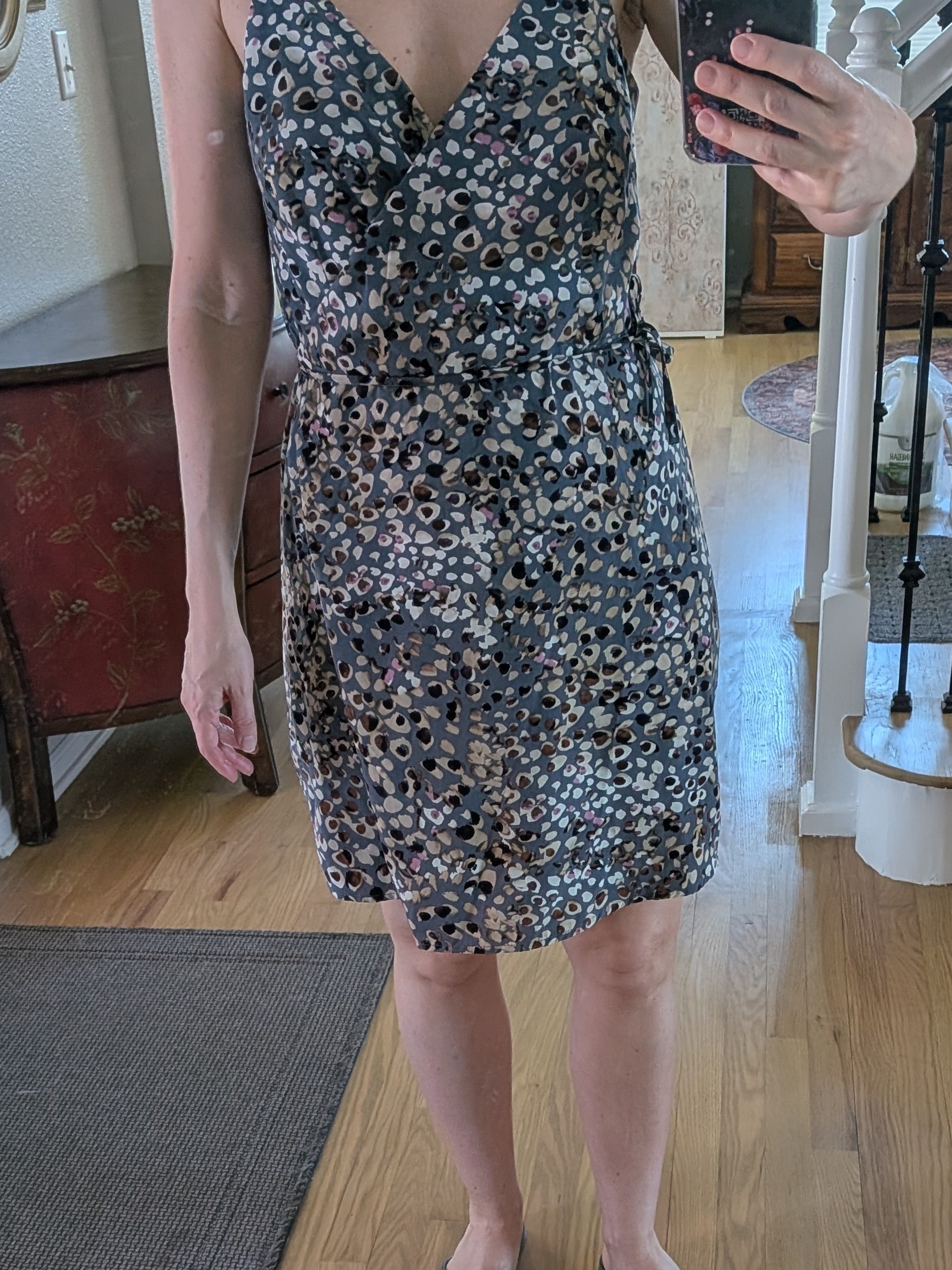 Sanctuary Grey Leopard Print Wrap Mini Dress With Pink Accents